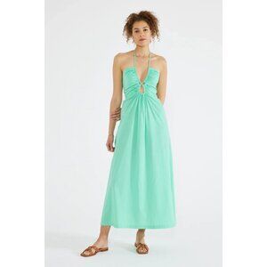 Etica Maxi Dress M Maye Keyhole Green Resort Halter Organic Cotton